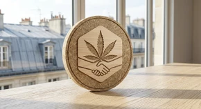 Logo ou badge professionnel représentant la certification "Club Expert Chanvre" ou "Label MEF" ou "Artipôle/ORCAB". Il peut s'agir d'un logo officiel, d'un sceau de certification, ou d'une infographie simple présentant le nom et les couleurs officielles de l'une de ces certifications. L'image doit être claire, professionnelle, et lisible sur fond blanc ou clair.